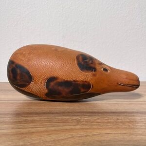 Vintage Claver Hand Carved Gourd Rattle Shaker Animal Peru Folk Art Decor